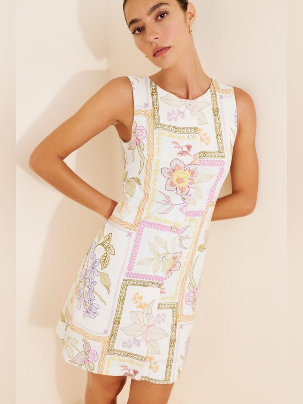 Little Lies Zoe Button dress sz M, linen mini tik tok famous,barbiecore, girly